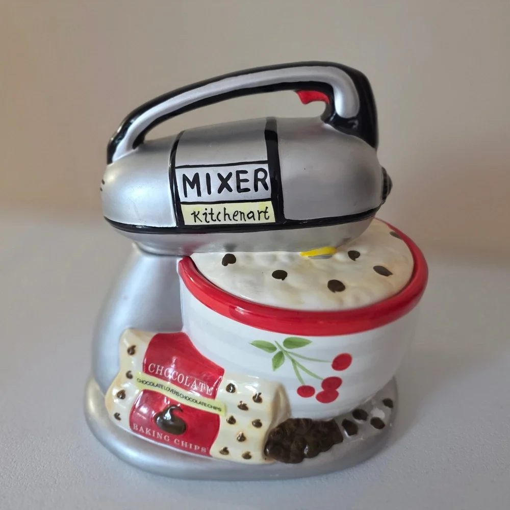 Ambiance Collections Stand Mixer Cookie Jar Kitchenart Silver Red Ceramic Large